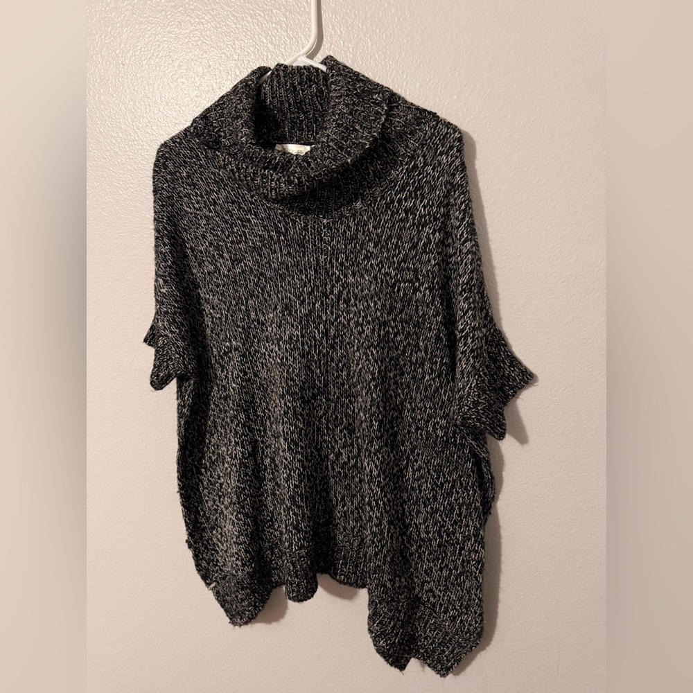 RD Style Jessika Cowl Neck Stylish Poncho Heathered Black Sweater. Size: Medium. - Picture 5 of 6